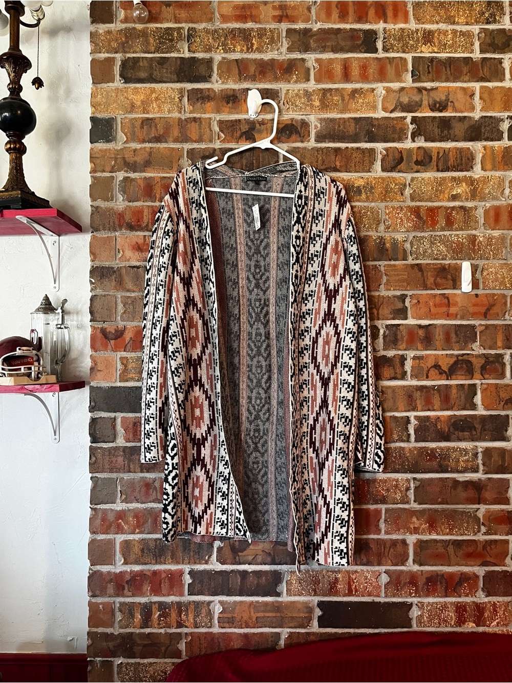 Bua Bua Boho Aztec Sweater Long Open Front Knit Cardigan Size:XXL NWT